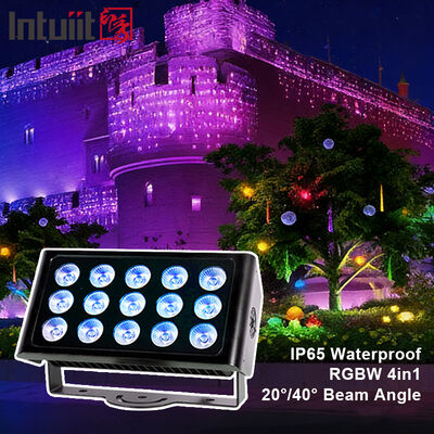 전문 IP65 방수 LED 홍수 조명 15x5W RGBW 4 in 1 야외 풍경 스팟 조명 알루미늄 건축 세척 조명