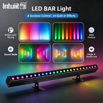24x2W RGBW 4-in-1 LED 선형 벽 세탁 바 DMX512 건물 및 이벤트용 소리 활성화 스테이지 세탁 라이트