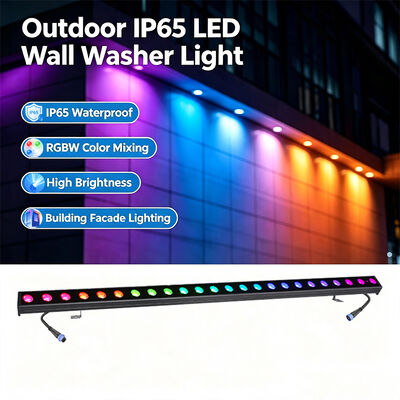 2x24W RGBW 4-in-1 IP65 야외 LED 선형 벽 세척기  DMX512 건물, 다리 및 풍경용 방수 세척등